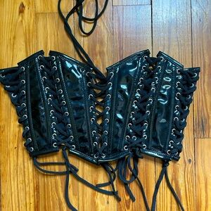 Pleather corset, Size Small. Fully boned, adjustable, lace up back